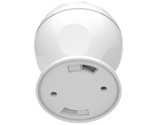 Biela bezpečnostná kamera s okrúhlym tvarom a stojanom