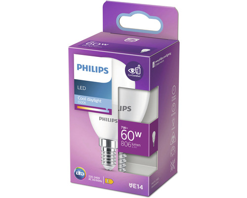 LED žiarovka Philips, 7 W, objímka E14, 6500 kelvinov, v balení