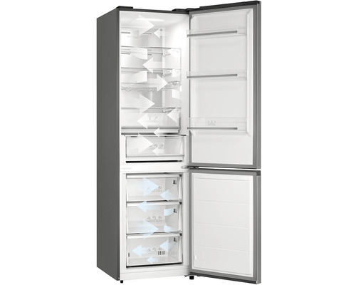 Otvorená chladnička s mrazničkou dole a systémom cirkulácie vzduchu