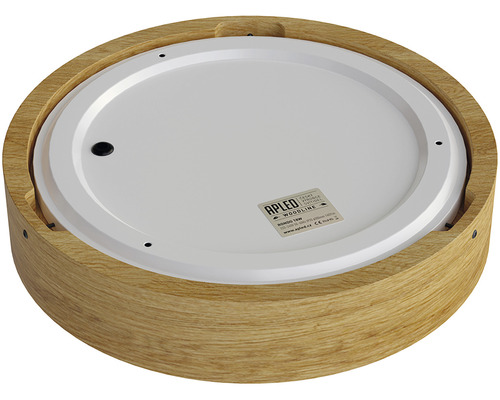 Okrúhle LED stropné svietidlo s dreveným rámom