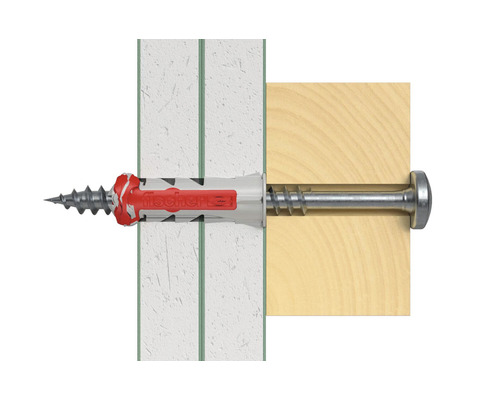 Hmoždinka Fischer so skrutkou v stene a dreve