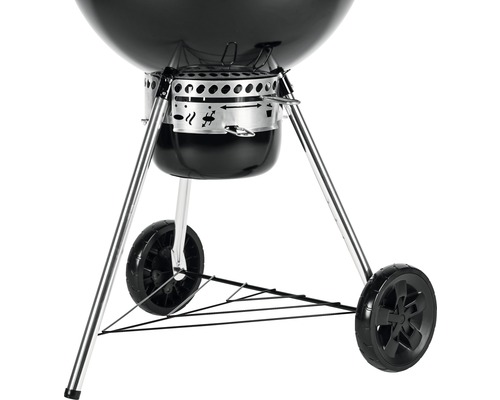 Guľový gril s kolieskami a výškovo nastaviteľným vetraním