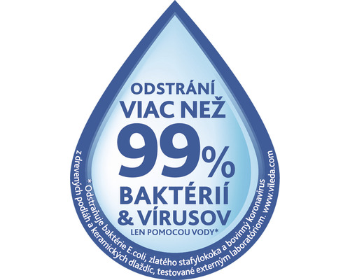 Odstraňuje viac ako 99 percent baktérií a vírusov symbol