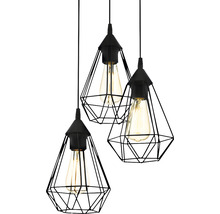 Závesná lampa s tromi žiarovkami v geometrickom dizajne