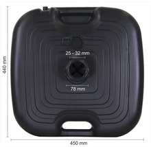 Štvorcový stojan na slnečník z plastu s rozmermi 440 mm x 450 mm