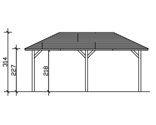 Nákres záhradného altánku s rozmermi