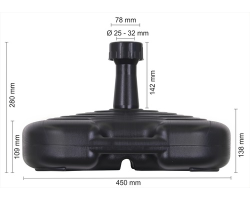 Obrázok stojana na slnečníky s rozmermi