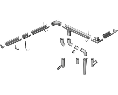 Odvodňovací systém so žľabmi, rúrami a príslušenstvom