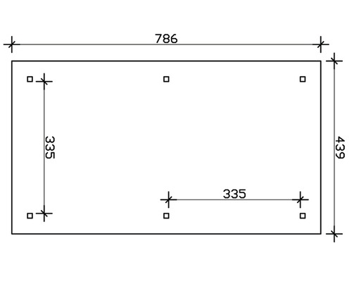 Technický nákres s rozmermi 786 x 439 mm