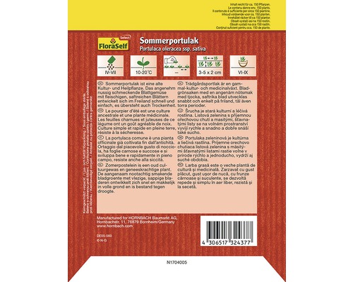 Balenie semien letnej portulaky FloraSelf s informáciami o výseve, umiestnení a vlastnostiach