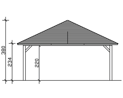 Nákres altánku s výškovými údajmi