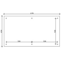 Technický výkres s rozmermi obdĺžnikového objektu: 1178 x 634 mm.