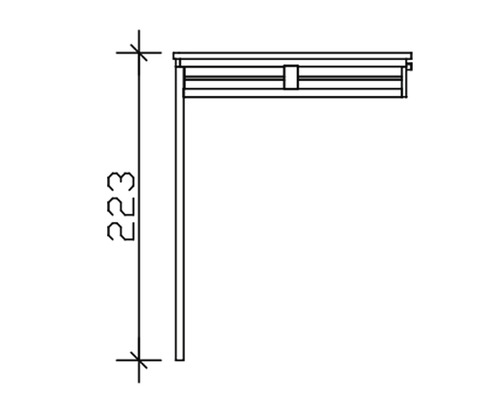 Technický nákres skrine s rozmerom 223