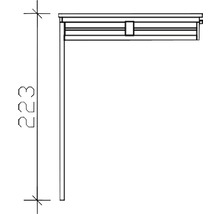 Technický výkres nástenného stola s výškou 223 centimetrov