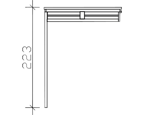Technický výkres nástenného stola s výškou 223 centimetrov