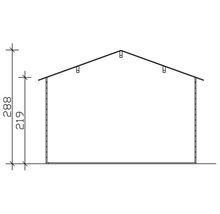 Diagram záhradného domčeka s rozmermi