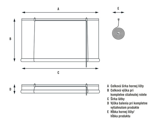 Schéma s rozmermi žalúzie