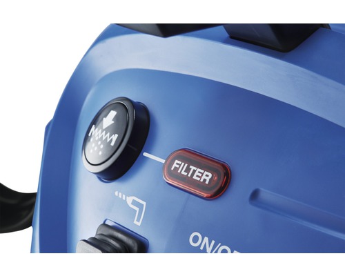 Detail ovládania vysávača na mokré a suché vysávanie s indikátorom filtra