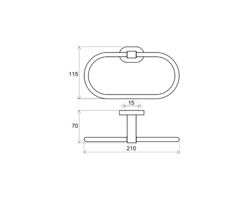 Technický výkres kruhového držiaka na uteráky s rozmermi