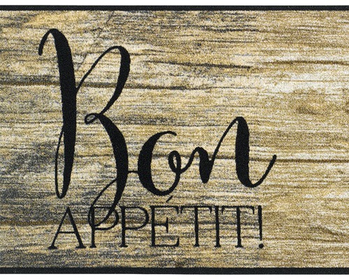 Rohožka s nápisom Bon Appetit a vzhľadom dreva