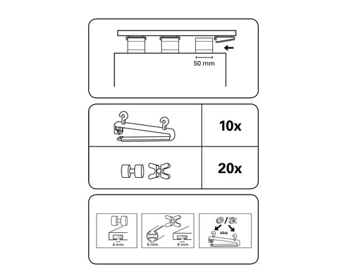 Návod na inštaláciu záclonového príslušenstva s údajmi o množstve