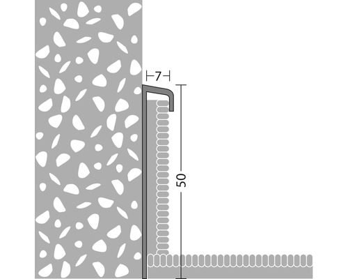 Nákres ukončovacieho profilu s rozmermi sedem a päťdesiat milimetrov.