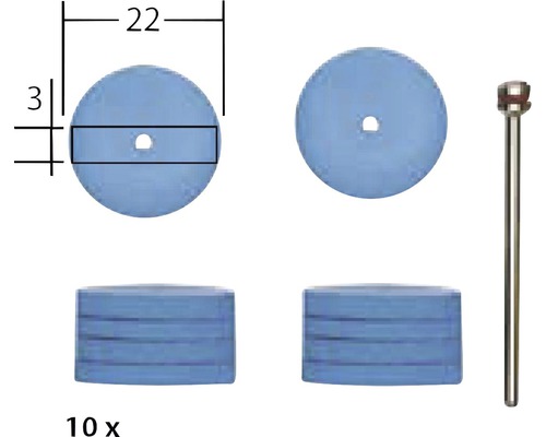 Sada brúsnych kotúčov, 10 kusov, s upínacím tŕňom