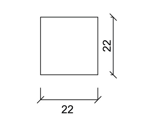 Štvorcový tvar s rozmerom 22