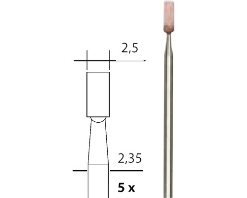 Brúsny hrot s rozmermi