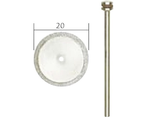 Diamantový rezný kotúč s priemerom 20 milimetrov a driekom