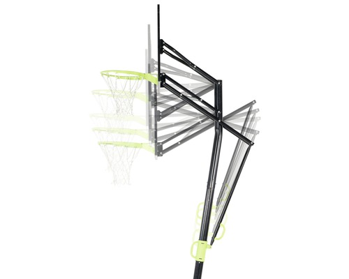 Výškovo nastaviteľný basketbalový kôš s rôznymi nastaveniami výšky