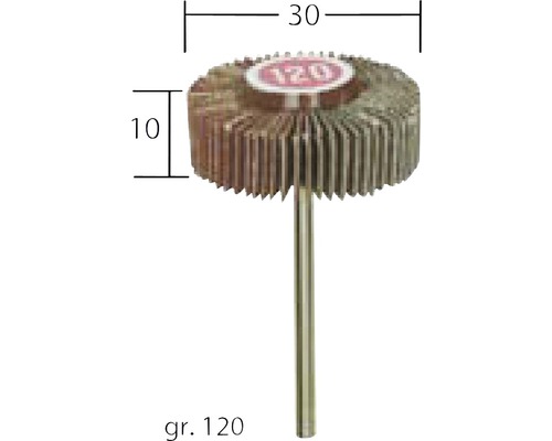 Lamelový kefový kolík, zrnitosť 120, priemer 30 milimetrov