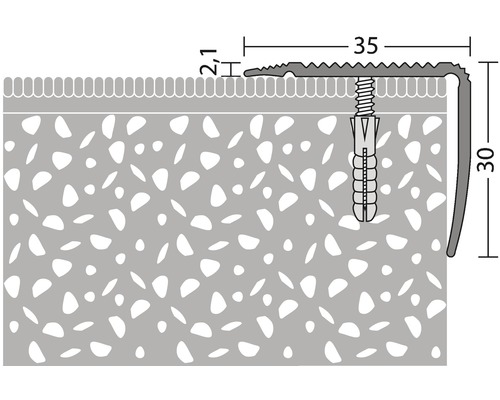 Ilustrácia profilu hrany schodiska s rozmermi
