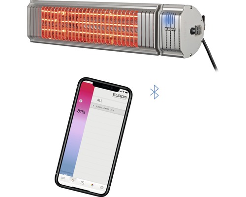 Ohrievač s ovládaním pomocou aplikácie pre smartfóny a symbolom Bluetooth