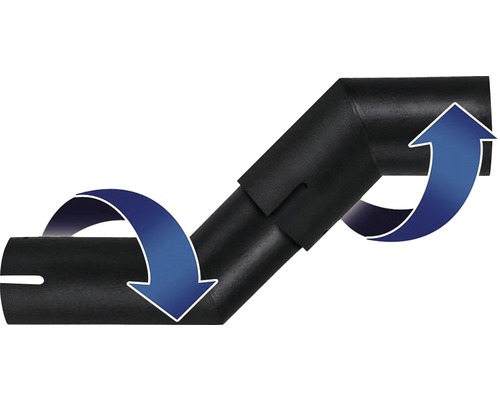 Čierny systém kolien zvodu s šípkami označujúcimi zmenu smeru