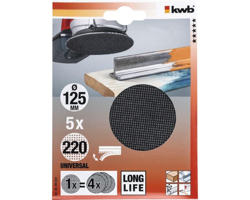 Sada suchých brúsnych kotúčov, zrnitosť 220, priemer 125 mm, 5 kusov