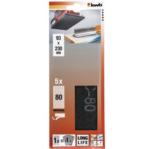 Sada brúsnych papierov kWB, zrnitosť 80, rozmer 93x230 mm, vhodné pre vibračné brúsky