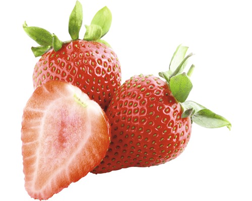 Tri jahody, jedna z nich je rozpolená