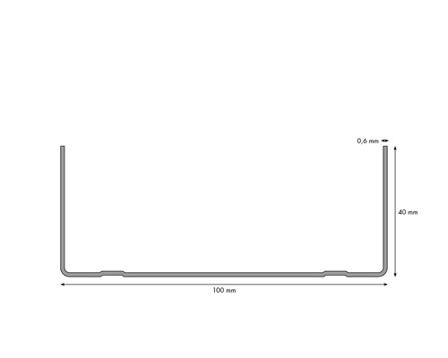 Nákres kovového profilu s rozmermi