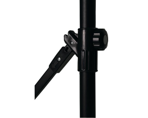 Detailný pohľad na statív s aretačnou pákou a otočným gombíkom