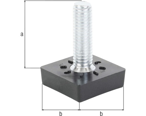 Nastaviteľná noha so závitovým kolíkom a štvorcovou doskou
