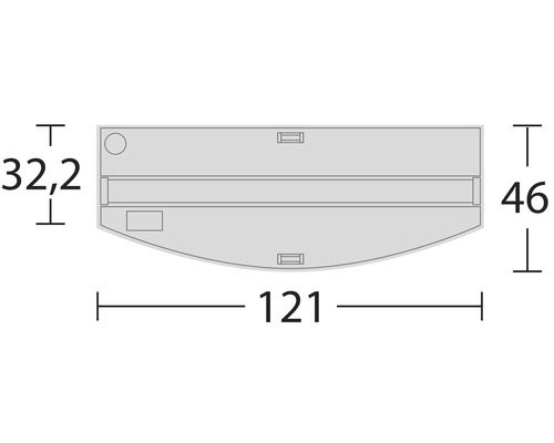 Technický výkres s rozmermi 32,2, 46 a 121