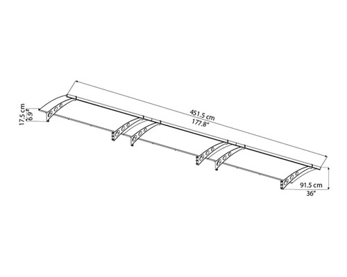Technický nákres strechy s rozmermi.