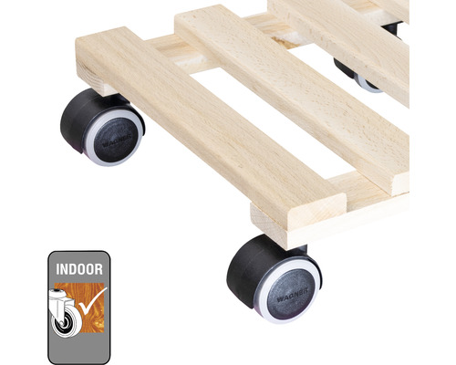 Drevený vozík na rastliny s kolieskami pre vnútorné použitie