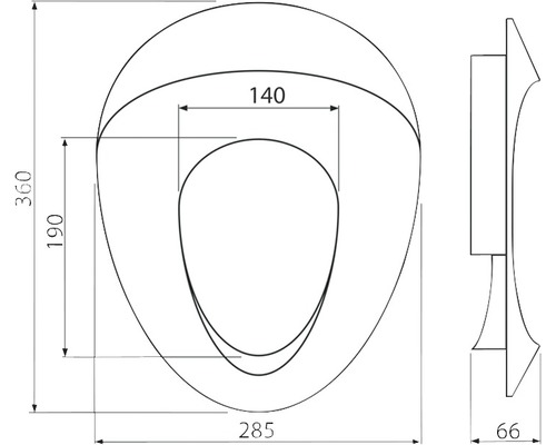 Technický nákres závesného WC s rozmermi