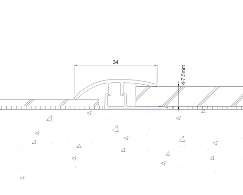 Technický nákres prechodového profilu s uvedením šírky.