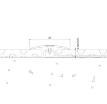 Nákres prechodového profilu so šírkou 35 milimetrov a výškou 3 až 10,5 milimetrov