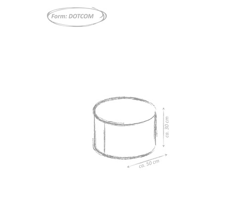 Nákres okrúhlej stoličky s rozmermi približne 50 cm x 30 cm.