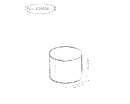 Nákres okrúhlej stoličky s rozmermi približne 50 krát 50 centimetrov.