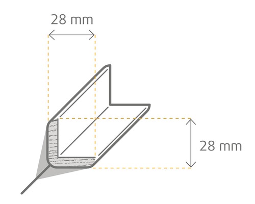 Rozmerový profil s veľkosťou 28 mm
